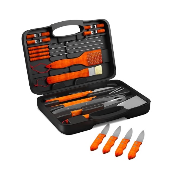 Hastings Home 22-piece Wood BBQ Grill Tool Set Stainless Steel Barbecue Accessories with Wooden Handles 520784TVE - main